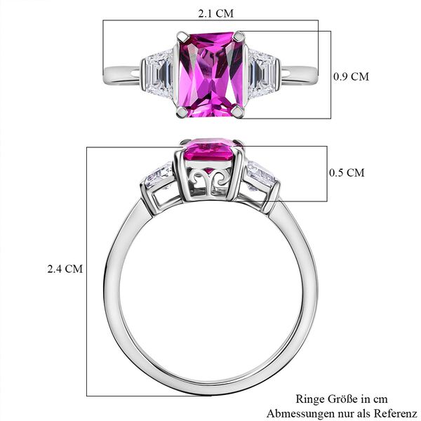 LUXURIANT DIAMANT - AAA Lab Created Rosa Saphir, Lab Grown Diamant Ring 950 Platin (Größe 17.00) ca. 2,29 ct image number 6