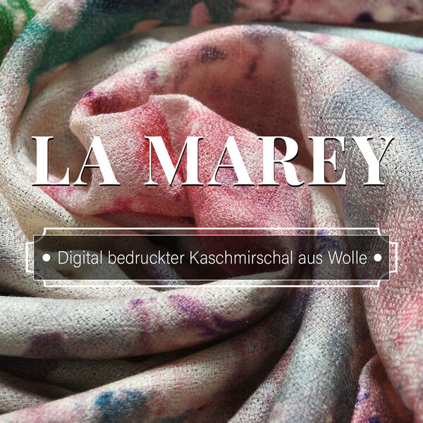 LA MAREY Schal aus 100% Premium-Kaschmir mit Digitaldruck, 70x200cm, abstraktes Aquarell image number 5