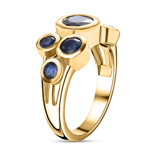 Fissure gefüllt blauer Saphir Ring 925 Silber 585 Vergoldet image number 5