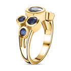 Fissure gefüllt blauer Saphir Ring 925 Silber 585 Vergoldet image number 4