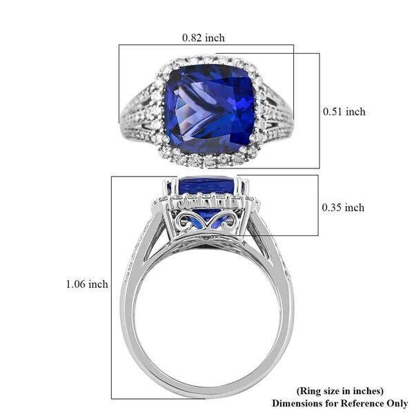 AAAA Tansanit, Wei&szlig;er Diamant Ring 950 Platin (Gr&ouml;&szlig;e 17.00) ca. 5,65 ct image number 6