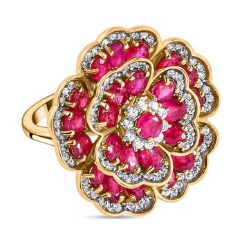 GP Italienische Garten Kollektion - Afrikanischer Rubin (Fissure gef&uuml;llt) Ring 925 Silber Gelbgold Vermeil (Gr&ouml;&szlig;e 18.00) ca. 7.06 ct