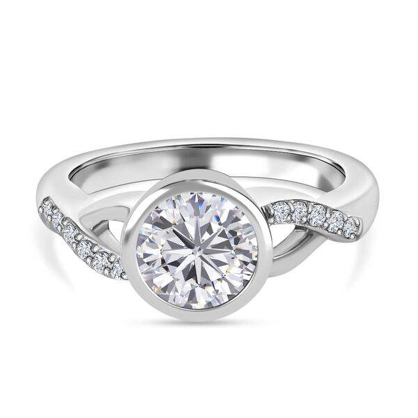 LUSTRO STELLA Hergestellt mit ZIRKONIA Ring 925 Silber Platin-&Uuml;berzug (Gr&ouml;&szlig;e 16.00) ca. 2,42 ct