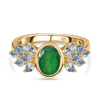 AA Kagem sambischer Smaragd und Aquamarin-Ring - 2 ct.