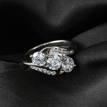 LUSTRO STELLA Hergestellt mit ZIRKONIA Ring 925 Silber Platin-&Uuml;berzug (Gr&ouml;&szlig;e 19.00) ca. 2,93 ct