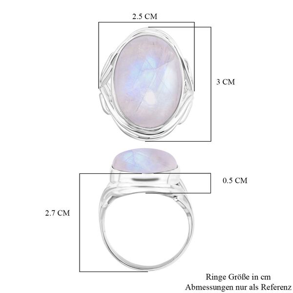 Royal Bali Kollektion- Regenbogen Mondstein Ring - 21,21 ct. image number 5