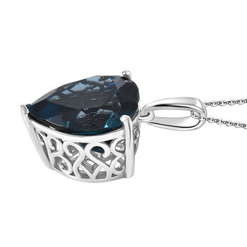 D'Joy London Blautopas Anh&auml;nger mit 50cm Kette - 17,89 ct.
