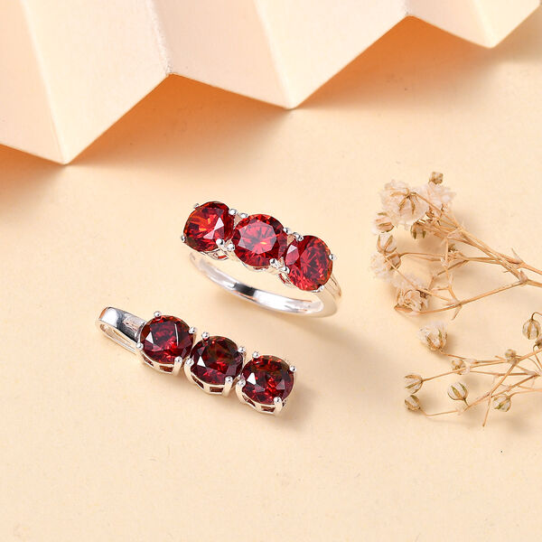 Rotes Zirkonia-Schmuckset image number 1