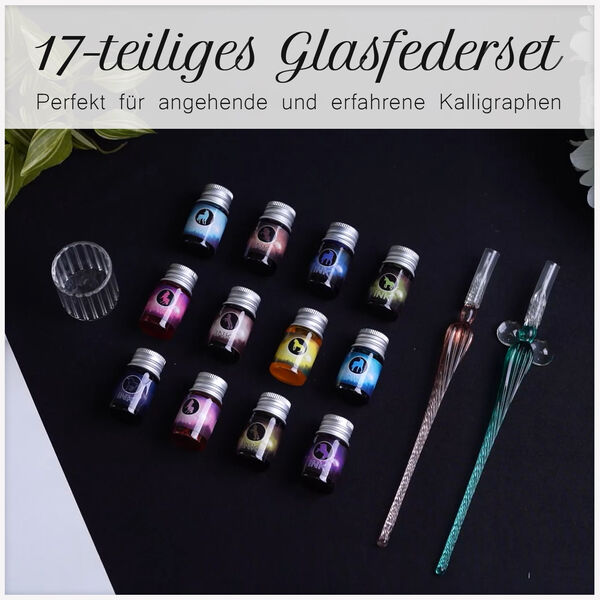 17-teiliges Glasfeder Set für Kalligrafie und Kunst image number 2