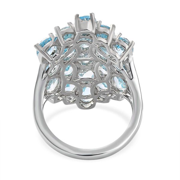Himmelblauer Topas-Ring in platiniertem Silber - 7,40 ct. image number 5
