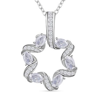 Wei&szlig;er Zirkonia Anh&auml;nger mit Kette im Set, Messing