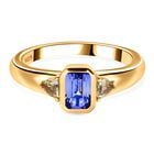 Pfau Tansanit, Grüner Tansanit Ring 925 Silber 750 Gelbgold Vermeil (Größe 19.00) ca. 0,85 ct