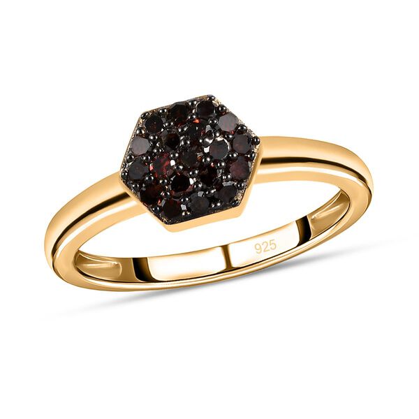 Roter Diamant Ring 925 Silber Gelbgold Vermeil (Gr&ouml;&szlig;e 16.00) ca. 0,20 ct image number 4