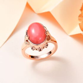 AAA Oregon Pfirsich Opal und Mosambik Granat Ring - 4,07 ct.