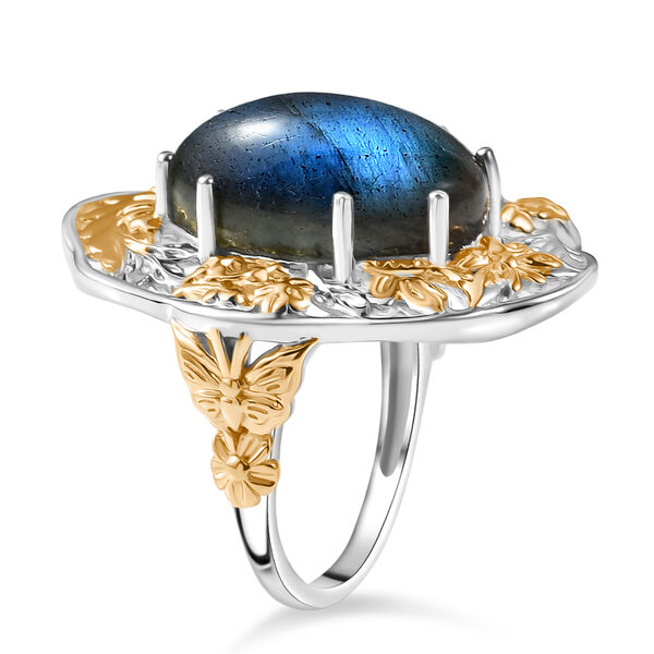 EVER TRUE AAA Labradorit Ring Nickelfreies Messing Zweifarbige Beschichtung (Gr&ouml;&szlig;e 18.00) ca. 12,55 ct image number 4