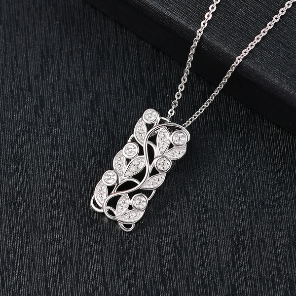 ALLORO platinierter Silber-Anhänger mit Diamantakzenten und 50cm Kette image number 2