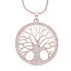 Weißer Kristall Lebensbaum-Anhänger mit Kette, roséfarben