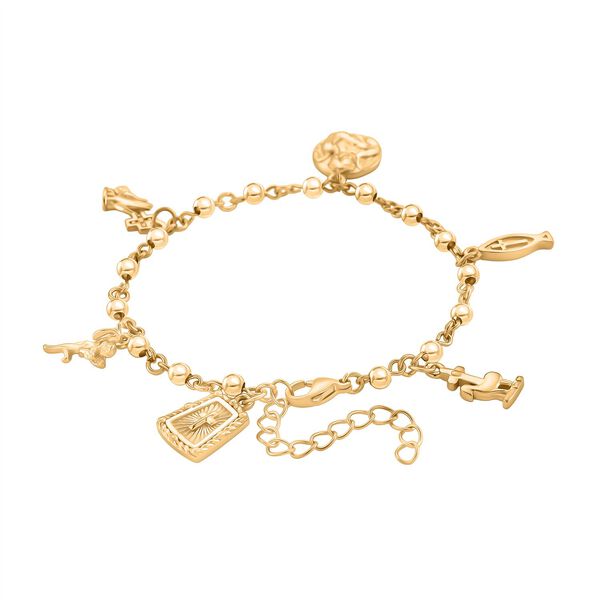 Charm-Armband mit Symbol Anh&auml;ngern, 316L Edelstahl, goldfarben veredelt, ca. 19 cm image number 4