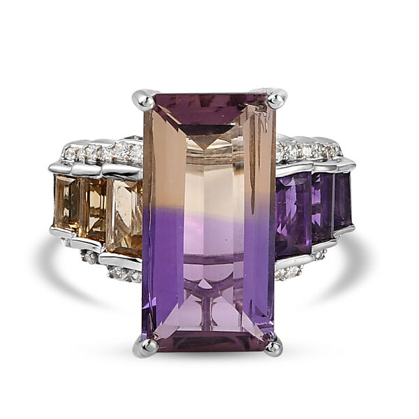 Ametrin und Mehrfarbige Edelstein-Ring, 925 Silber platiniert  ca. 10,55 ct image number 0