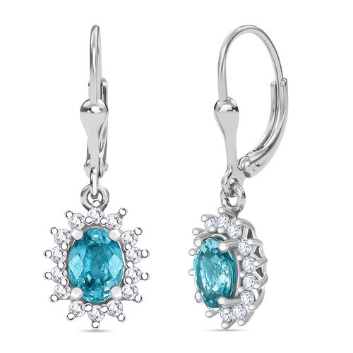 D'Joy Blauer Zirkon, Weißer Zirkon Ohrringe 925 Silber rhodiniert ca. 3,15 ct. image number 0