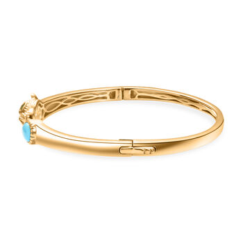 Sleeping Beauty T&uuml;rkis, Nat&uuml;rlicher Chromdiopsid Armreif ca. 19 cm 925 Silber 750 Gelbgold vermeil ca. 1,20 ct.