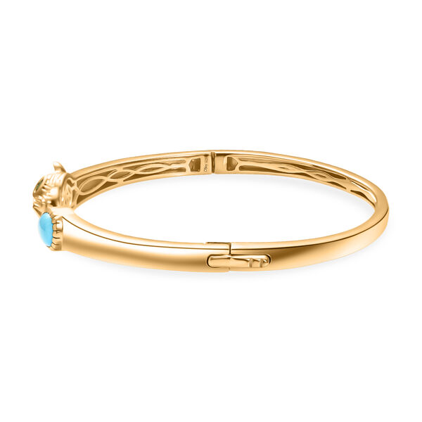 Sleeping Beauty T&uuml;rkis, Nat&uuml;rlicher Chromdiopsid Armreif ca. 19 cm 925 Silber 750 Gelbgold vermeil ca. 1,20 ct. image number 3