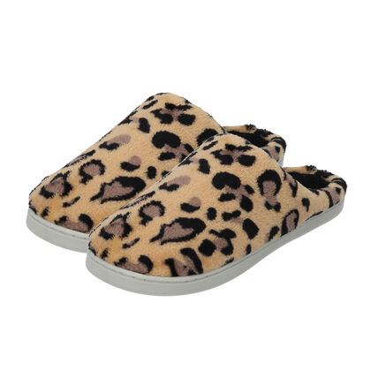 Superweiche Memory Foam Hausschuhe, Leopardenmuster, Größe 37, Braun und Schwarz