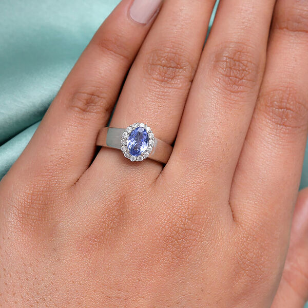 Tansanit und Zirkon-Halo-Ring - 1 ct. image number 6