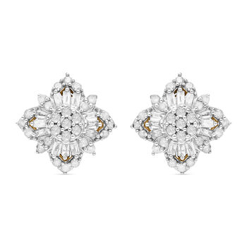 Wei&szlig;er Diamant Ohrringe 925 Silber Gelbgold Vermeil ca. 0.50 ct