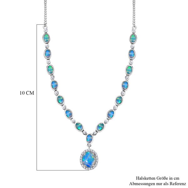 AA nat&uuml;rliche, &auml;thiopische Welo Opal und Zirkon-Halskette, 45 cm - 7,59 ct. image number 5