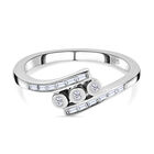 Diamant Bypass Ring 925 Silber platiniert (Größe 16.00) ca. 0,15 ct