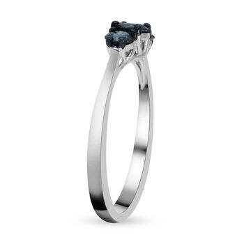 Blauer Diamant-Ring, 925 Silber platiniert  ca. 0,50 ct