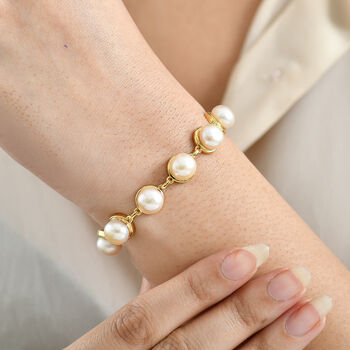 EverTrue S&uuml;&szlig;wasser Perle 19cm Armband in Goldton