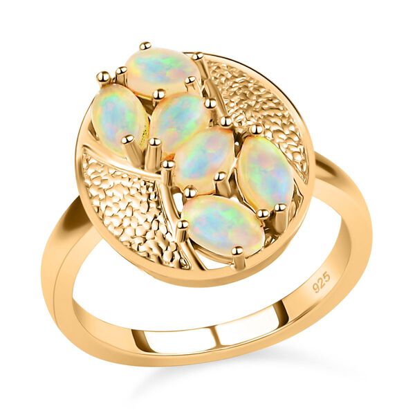 Natürlicher, äthiopischer Opal-Ring, 925 Silber Gelbgold Vermeil  ca. 0,87 ct image number 4
