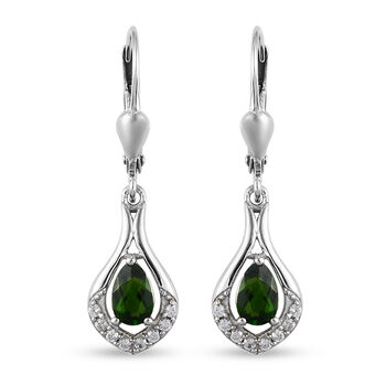 Nat&uuml;rlicher Chromdiopside Ohrringe 925 Silber platiniert ca. 0,97 ct