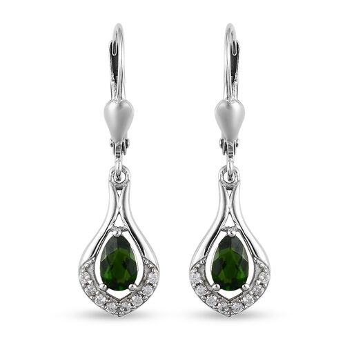 Natürlicher Chromdiopside Ohrhänger 925 Silber platiniert ca. 0,97 ct  image number 0