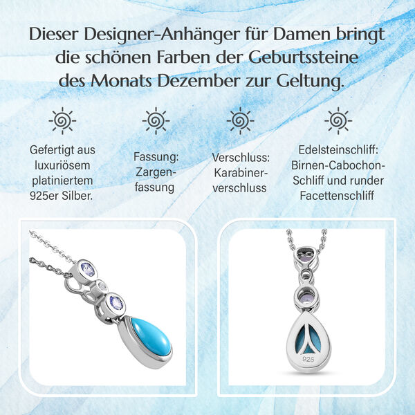 Drop AA T&uuml;rkis, Tansanit und Zirkon-Anh&auml;nger mit Kette image number 5