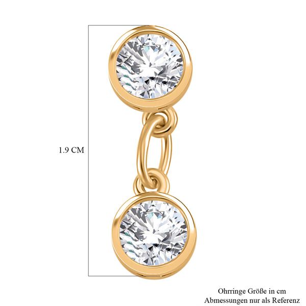 Moissanit Ohrringe, 925 Silber Gelbgold Vermeil - 2 ct. image number 6