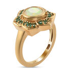 Natürlicher, äthiopischer Opal und Smaragd floraler Ring in Silber image number 4