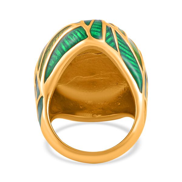 Grünes Katzenauge Ring, 316L Edelstahl emailliert, (Größe 16.00), ca. 3.00 ct image number 4