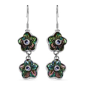 Sajen Silver- Afrikanische Amethyst und Abalone-Muschel-Ohrringe - 0,44 ct.