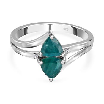 Grandidierit und Zirkon Ring 925 Silber platiniert (Gr&ouml;&szlig;e 18.00) ca. 0,98 ct