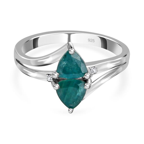 Grandidierit und Zirkon Ring 925 Silber platiniert  ca. 0,98 ct