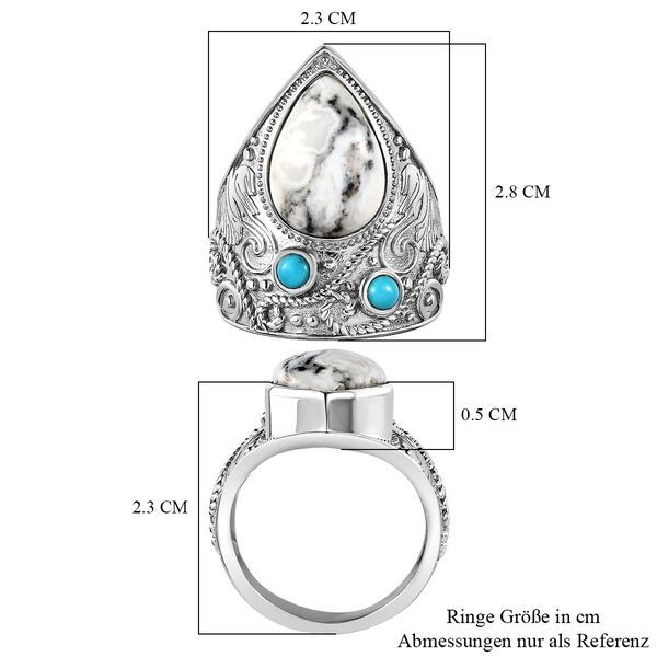 Weißer Büffel und Sleeping Beauty Türkis-Ring - 5,72 ct. image number 6
