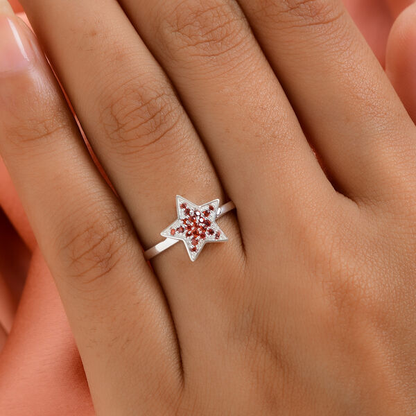 LUSTRO STELLA - Granat Zirkonia Stern Ring 925 Silber image number 3