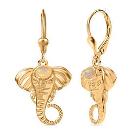 D joy AA Natürlicher, äthiopischer Welo Opal Ohrringe 925 Silber 750 Gelb Vergoldet ca. 0.23 ct