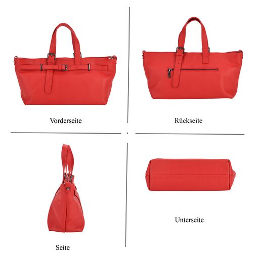 "lifestyle-Color:Red  size/Profile:Genuine Leather crossbody bag :wall(exterior);Genuine Leather. Lining(interior):polyester   Pockets(exterior):zipped-2;Pockets(interior):Zipped-2;slip-1 Measurement(cm): 32*12*19cm shoulder srap:130cm" image number 1