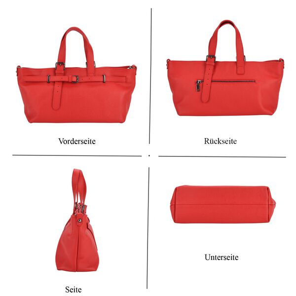 Echtleder-Crossbody-Bag im Trapez-Design, 32x12x19 cm, Rot image number 2