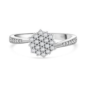Lustro Stella Weißer Zirkonia Ring 925 Silber rhodiniert (Größe 17.00)
