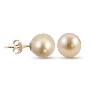 ILIANA - goldene S&uuml;dseeperlen-Ohrringe, (9-10 mm), 750 Gelbgold